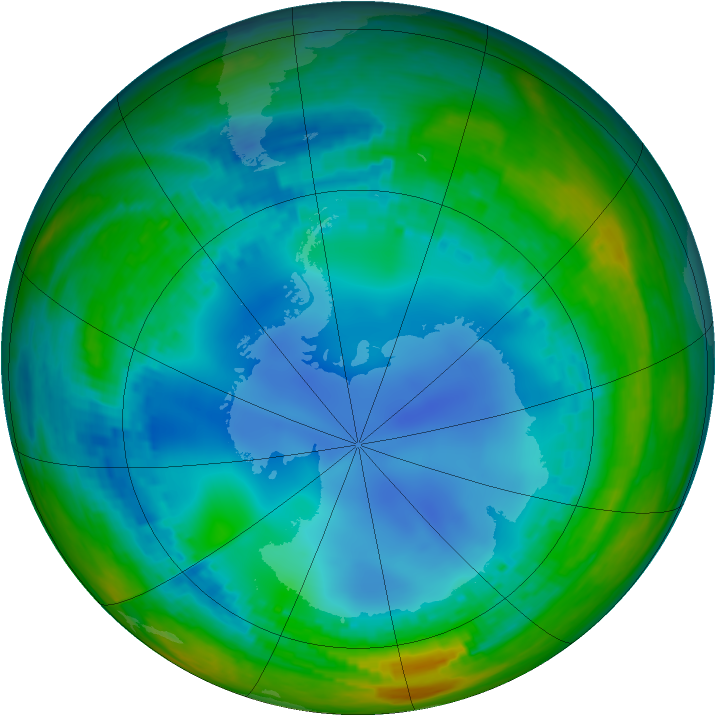 Antarctic ozone map for 27 July 2003